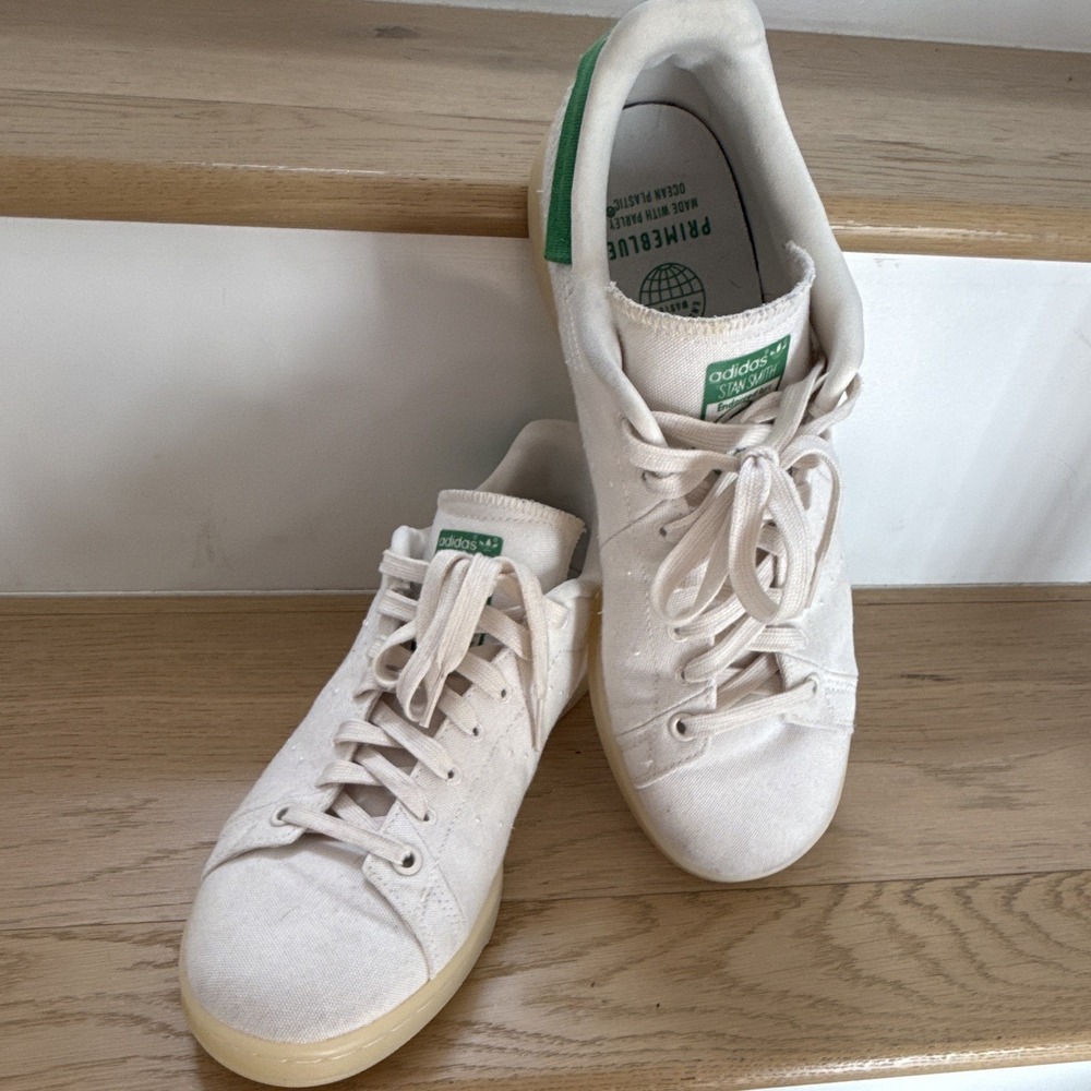 adidas Stan Smith Primeblue Cloud White/Green Low Top Lace Up Sneakers US 9 - Picture 6 of 6
